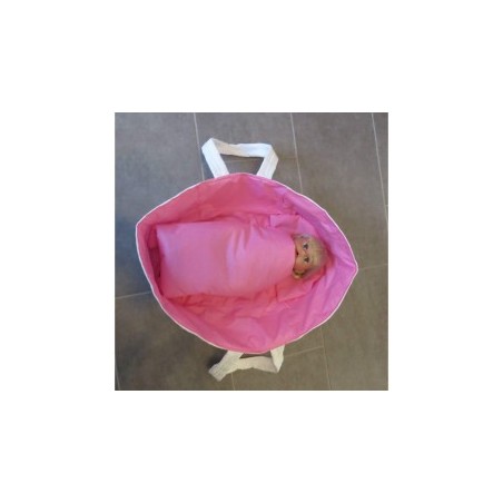 reiswieg roze met wit voor poppen van 40t/m 48cm