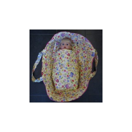 reiswieg geel beer met hard roze voor poppen van 40t/m 48cm