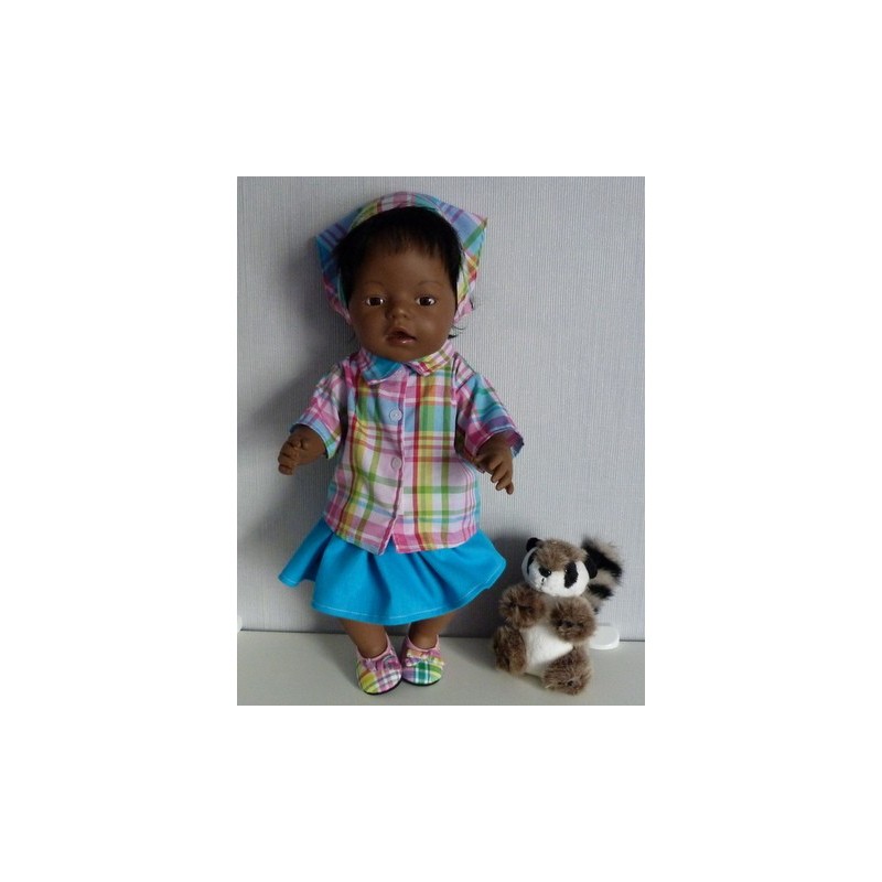 blouse setje geruit roze baby born 43cm