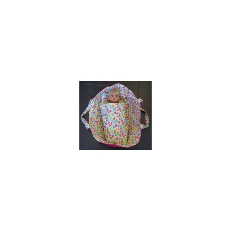 reiswieg geel apen met hard roze voor poppen van 40t/m 48cm