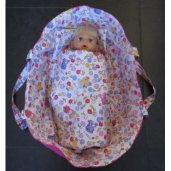 reiswieg wit beren met hard roze voor poppen van 40t/m 48cm