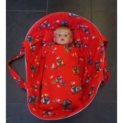 reiswieg rood uilen met rood  voor poppen van 40t/m 48cm