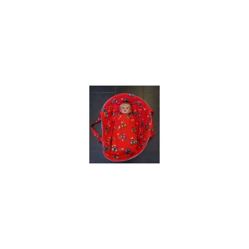 reiswieg rood uilen met rood  voor poppen van 40t/m 48cm