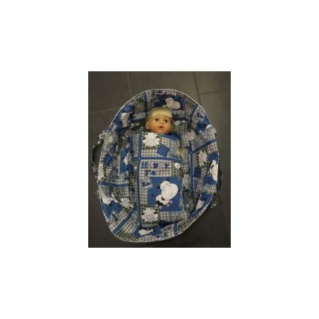 reiswieg blauw koeien met wit  voor poppen van 40t/m 48cm