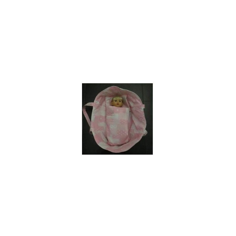 reiswieg licht roze sterren met wit voor poppen van 40t/m 48cm