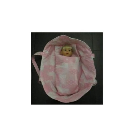 reiswieg licht roze sterren met wit voor poppen van 40t/m 48cm