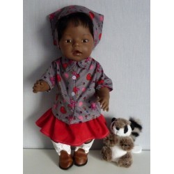 blouse setje grijs aardbeien baby born 43cm