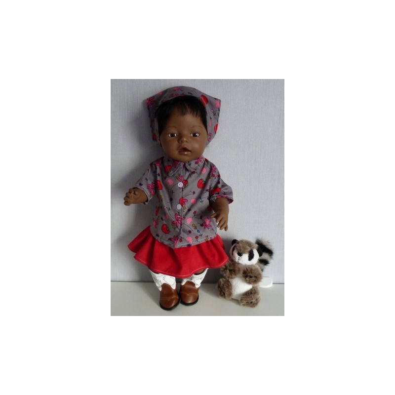 blouse setje grijs aardbeien baby born 43cm