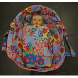 reiswieg blauw papagaaien met roze voor poppen van 40t/m 48cm