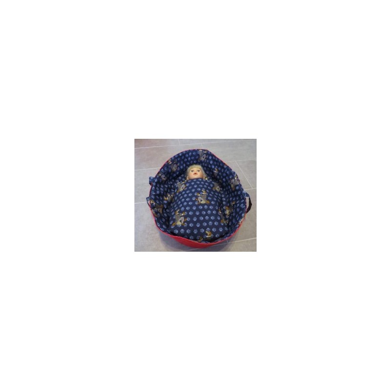 reiswieg blauw boze wolf met rood voor poppen van 40t/m 48cm