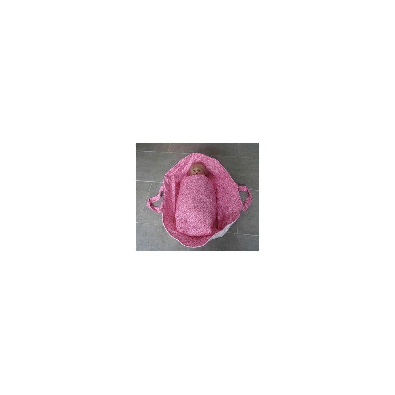 reiswieg hard roze gebloemd met wit voor poppen van 40t/m 48cm
