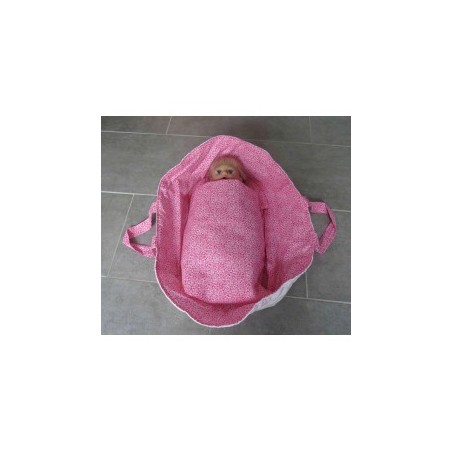 reiswieg hard roze gebloemd met wit voor poppen van 40t/m 48cm