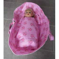 reiswieg roze roosjes met wit voor poppen van 40t/m 48cm