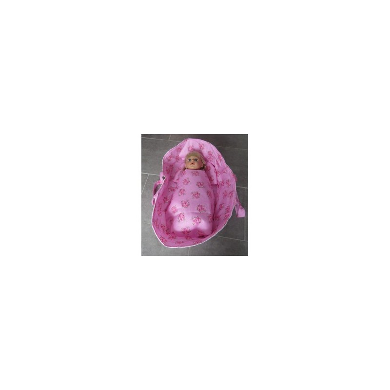 reiswieg roze roosjes met wit voor poppen van 40t/m 48cm