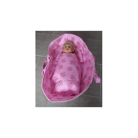 reiswieg roze roosjes met wit voor poppen van 40t/m 48cm