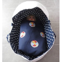 reiswieg kap blauw met wit voor poppen van 40t/m 48cm