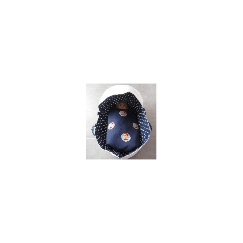 reiswieg kap blauw met wit voor poppen van 40t/m 48cm