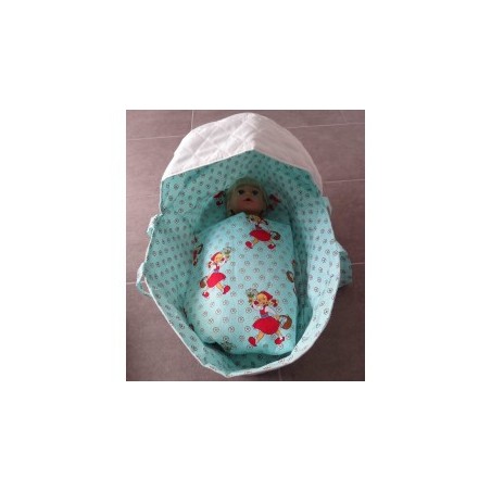reiswiegkap mint met wit voor poppen van 40t/m 48cm