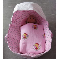 reiswieg kap roze met wit voor poppen van 40t/m 48cm