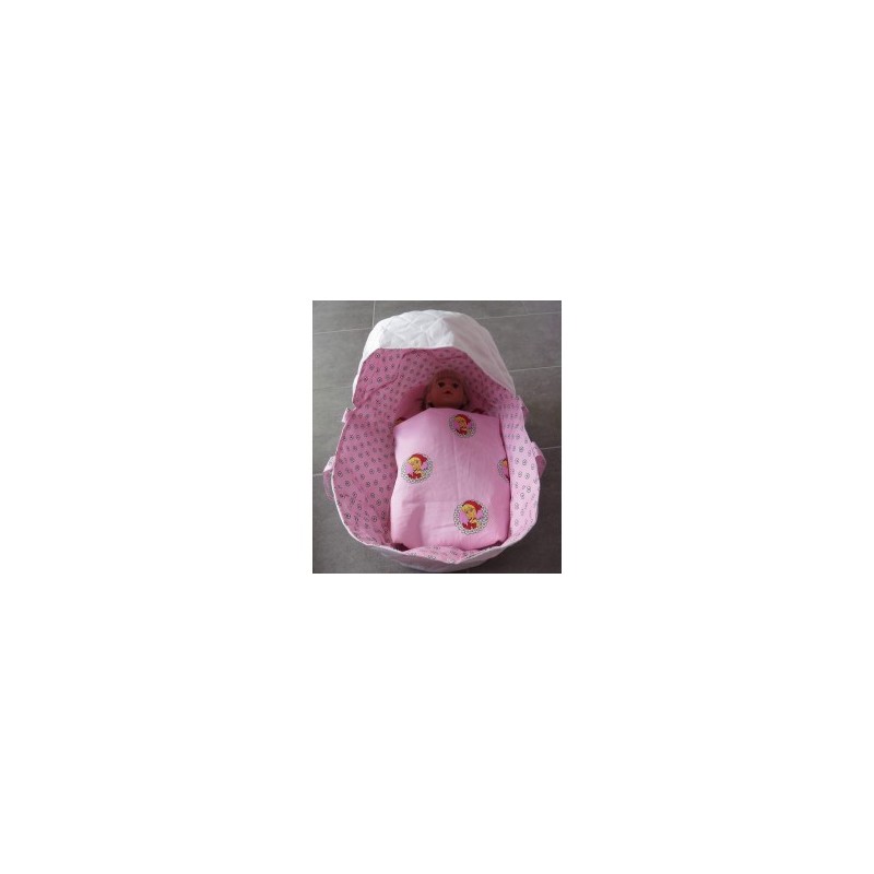 reiswieg kap roze met wit voor poppen van 40t/m 48cm