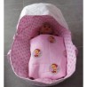 reiswieg kap roze met wit voor poppen van 40t/m 48cm