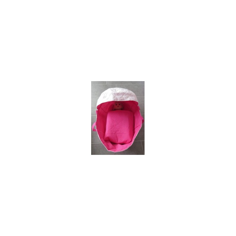 reiswieg kap hard roze met wit voor poppen van 40t/m 48cm