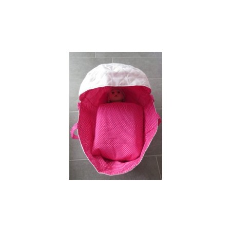 reiswieg kap hard roze met wit voor poppen van 40t/m 48cm