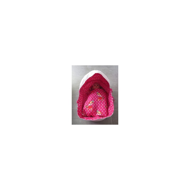 reiswieg kap hard roze stippen met wit  voor poppen van 40t/m 48cm