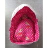 reiswieg kap hard roze stippen met wit  voor poppen van 40t/m 48cm