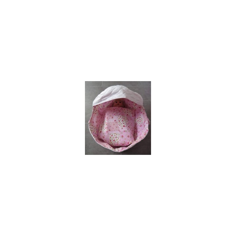reiswieg kap roze wit met wit voor poppen van 40t/m 48cm