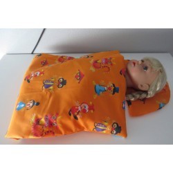 dekbed setje oranje speciaal voor in reiswieg voor poppen van 40t/m 48cm