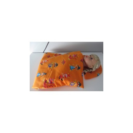 dekbed setje oranje speciaal voor in reiswieg voor poppen van 40t/m 48cm
