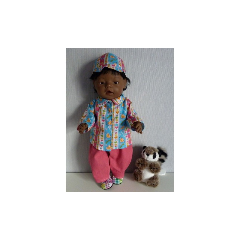blouse setje gestreept roze baby born 43cm