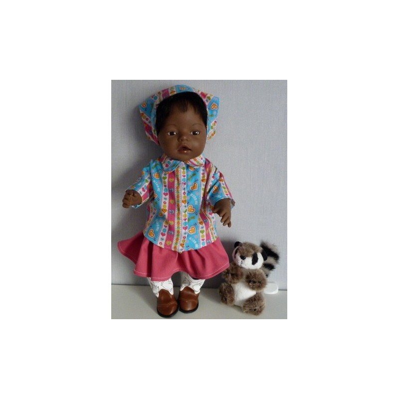blouse setje gestreept roze baby born 43cm
