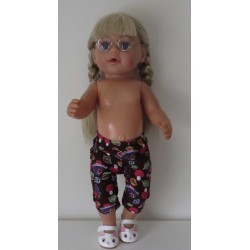 3/4 legging bruin paddestoelen baby born 43cm