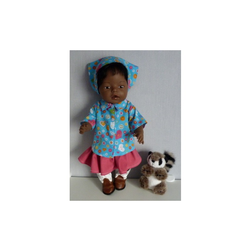 blouse setje blauw hartje baby born 43cm
