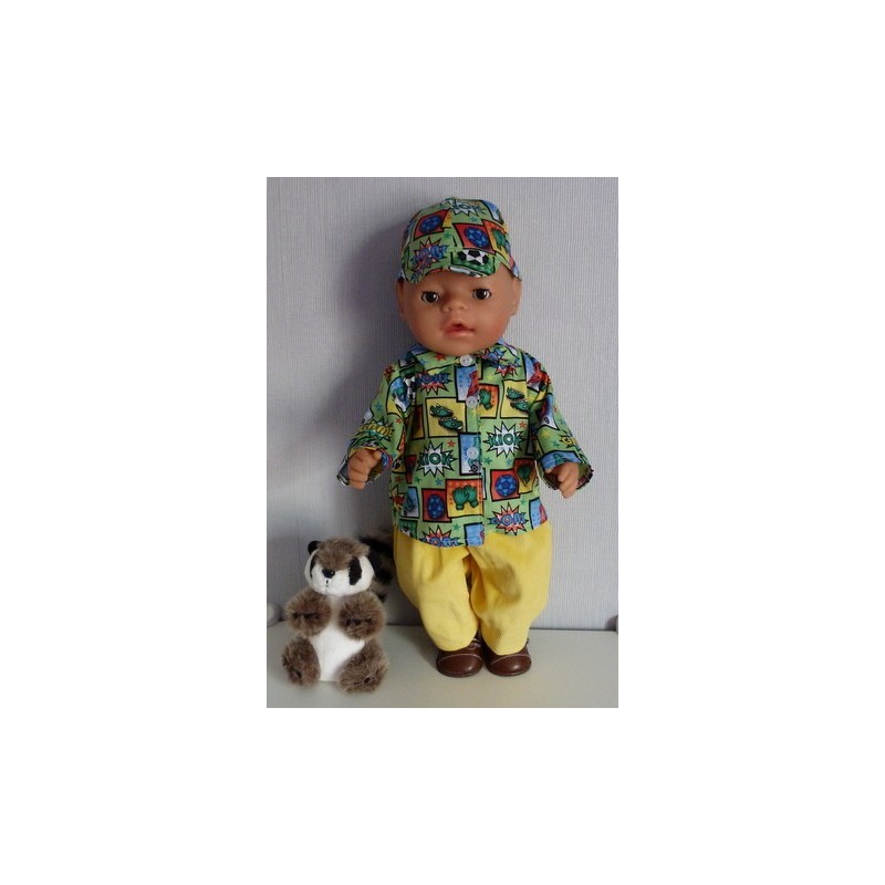 blouse setje groen voetbal baby born 43cm