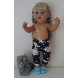 3/4 legging blauw eenhoorns baby born 43cm