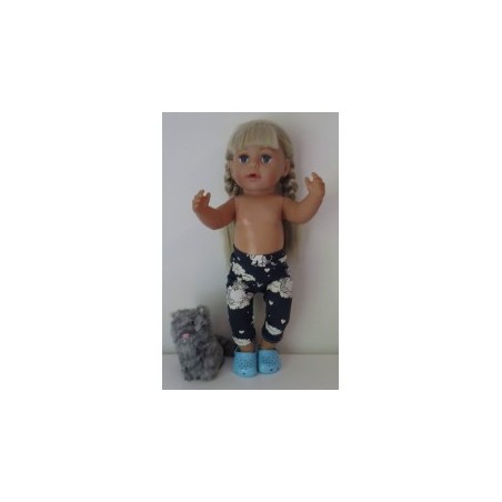 3/4 legging blauw eenhoorns baby born 43cm