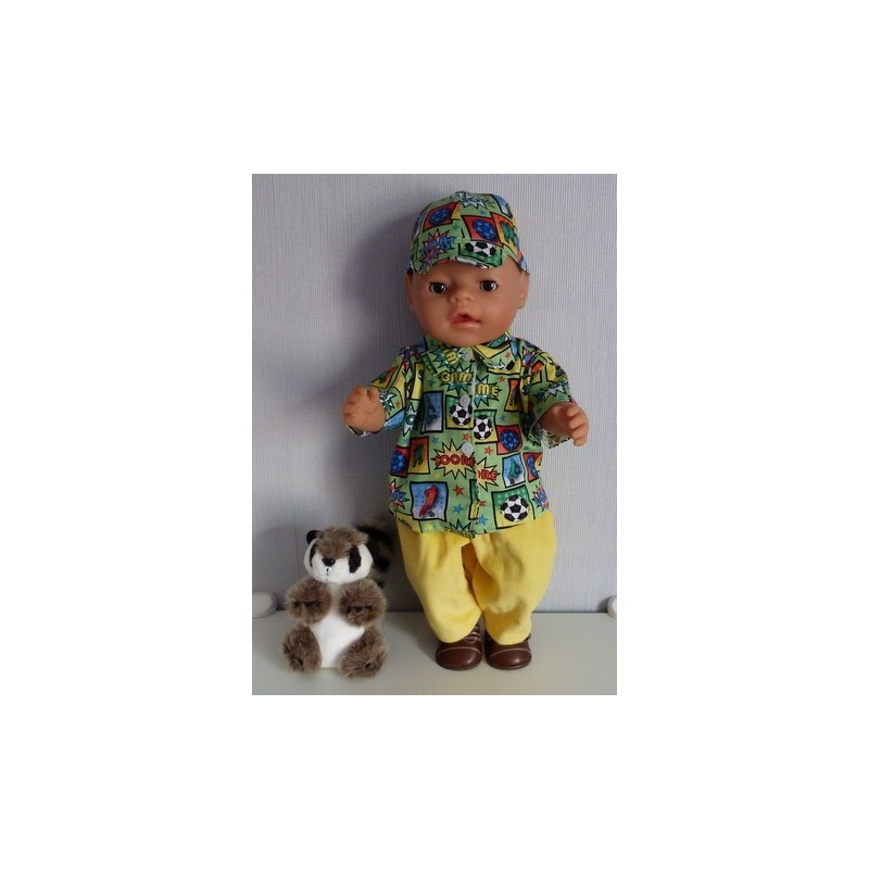 blouse setje groen voetbal baby born 43cm
