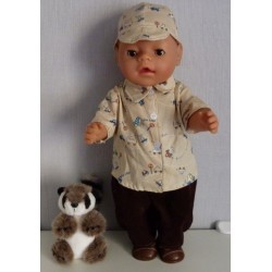 blouse setje bruin auto's baby born 43cm