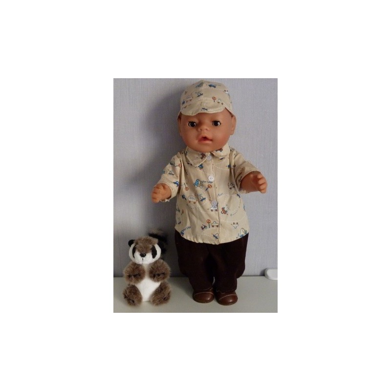 blouse setje bruin auto's baby born 43cm