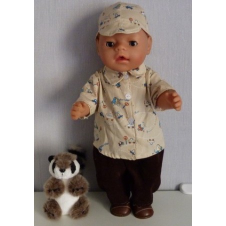 blouse setje bruin auto's baby born 43cm