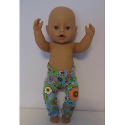 legging blauw bloemen baby born 43cm