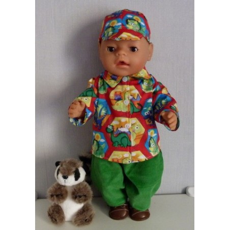 blouse setje rood dino's baby born 43cm