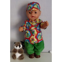blouse setje rood dino's baby born 43cm