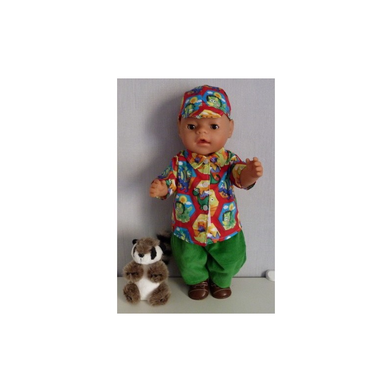 blouse setje rood dino's baby born 43cm