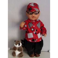 blouse setje rood hond baby born 43cm