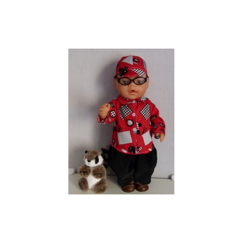blouse setje rood hond baby born 43cm