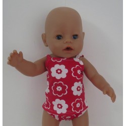 lux ondergoed rood met bloemen setje baby born 43cm